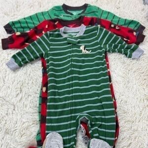 Boys Toddler 3 piece size 12 Months Footie Pajamas lot by Carters